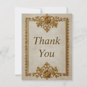 Gold Ornate Frame on Beige Thank You Card