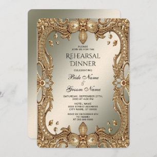 Gold Ornate Frame Rehearsal Dinner Invitation