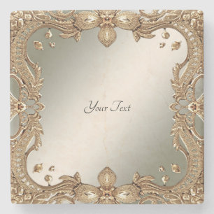 Gold Ornate Frame Stone Coaster