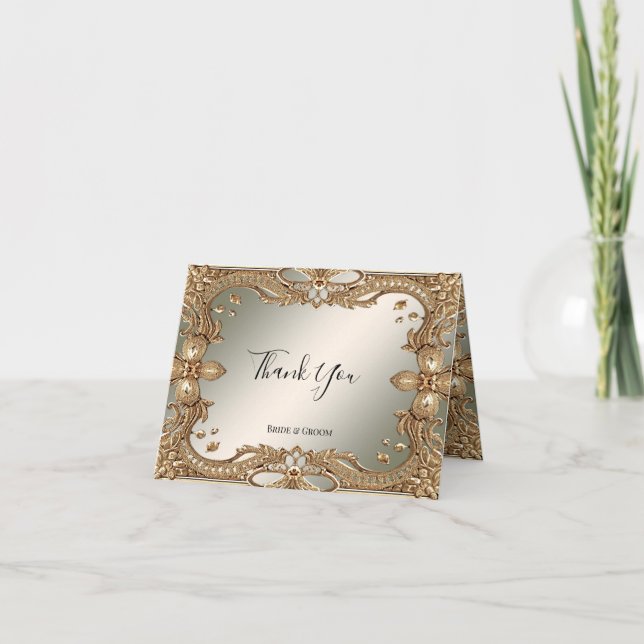 Gold Ornate Frame Thank You Card (Front)