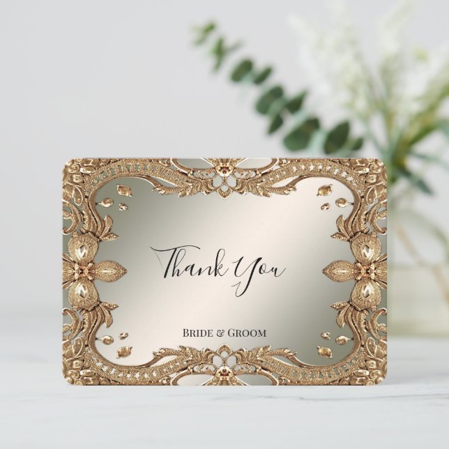 Gold Ornate Frame Thank You Card (Standing Front)