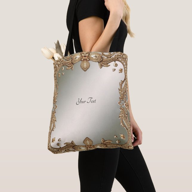 Gold Ornate Frame Tote Bag (Close Up)