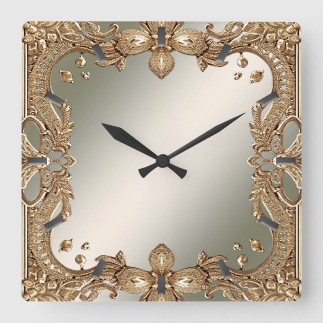 Gold Ornate Frame Wall Clock (Front)