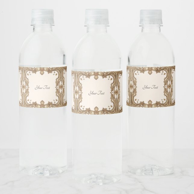 Gold Ornate Frame Water Bottle Label (Bottles)