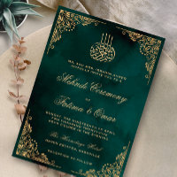 Gold Ornate Green Islamic Henna Mehndi Ceremony