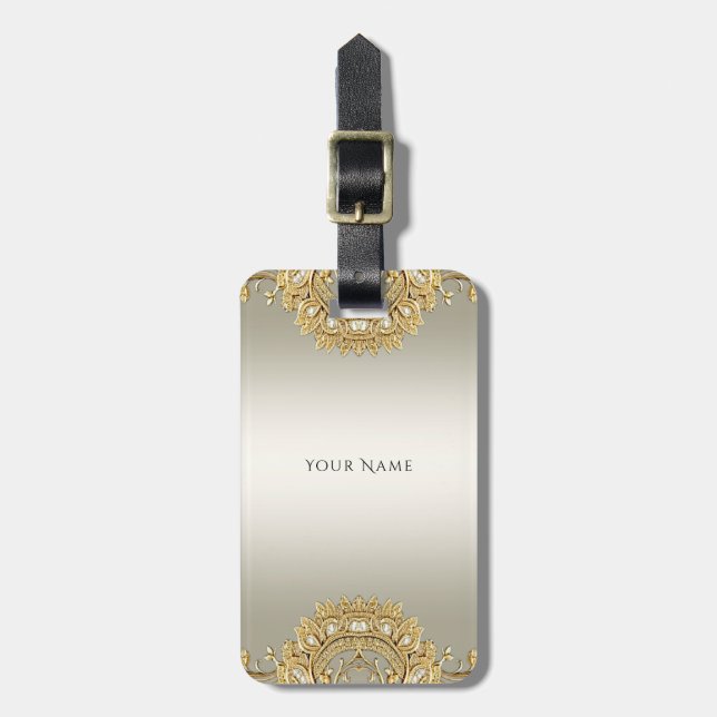 Gold Ornate Luggage Tag (Front Vertical)