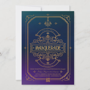 Gold Ornate Masquerade Prom Invitation