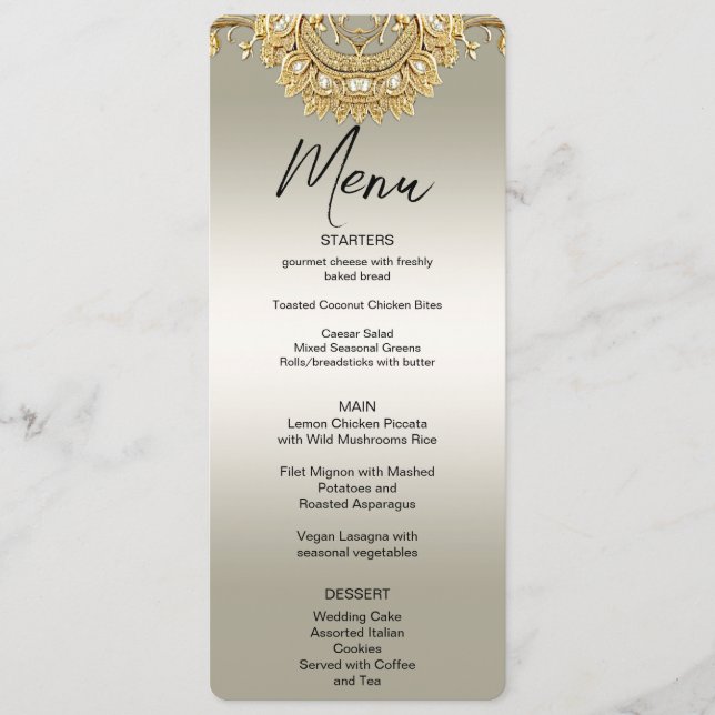 Gold Ornate Menu (Front)