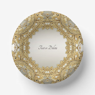 Gold Ornate Paper Bowls Plate