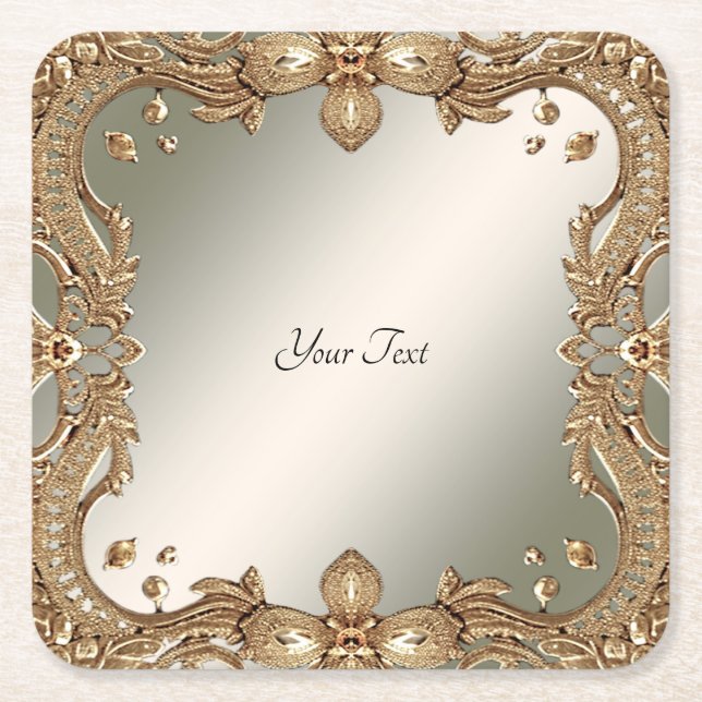 Gold Ornate Paper Coaster (Front)