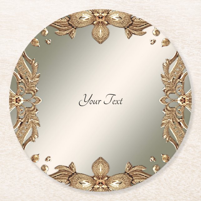 Gold Ornate Paper Coaster (Front)