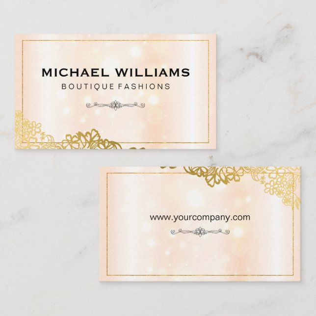 Gold Ornate Pattern | Sparkle Business Card (Front/Back)