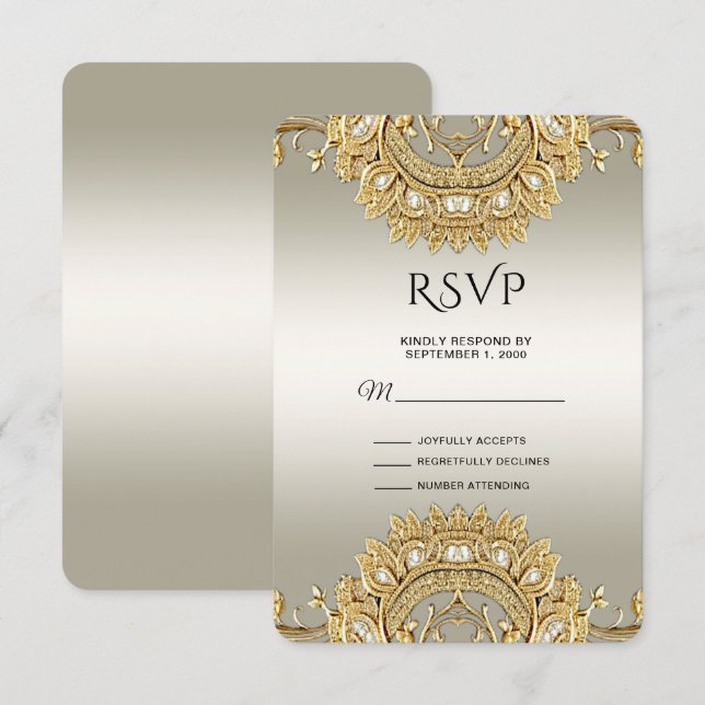 Gold Ornate RSVP Card (Front/Back)
