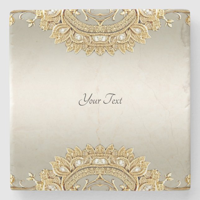 Gold Ornate Stone Coaster (Front)