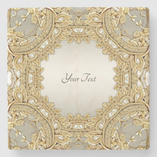 Gold Ornate Stone Coaster