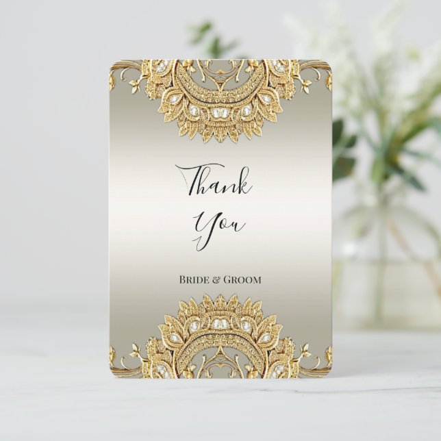 Gold Ornate Thank You Card (Standing Front)