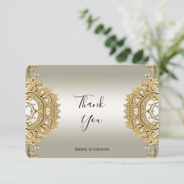 Gold Ornate Thank You Card (Standing Front)