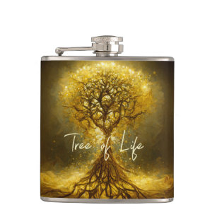 Gold Ornate Tree of Lif Ancient Rustic Flask
