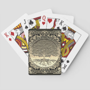 Gold Ornate Tree of Life Ancient Rustic Playing Cards