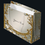 Gold Ornate White Floral Gift Bag<br><div class="desc">Beautiful Gold Ornate White Floral Gift Bag</div>