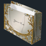 Gold Ornate White Floral Gift Bag<br><div class="desc">Beautiful Gold Ornate White Floral Gift Bag</div>