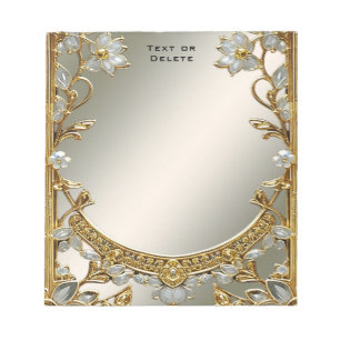 Gold Ornate White Floral Notepad