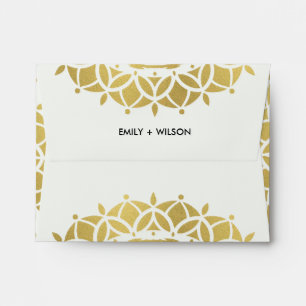 GOLD ORNATE WHITE FUTURE MR & MRS. RSVP ADDRESS ENVELOPE