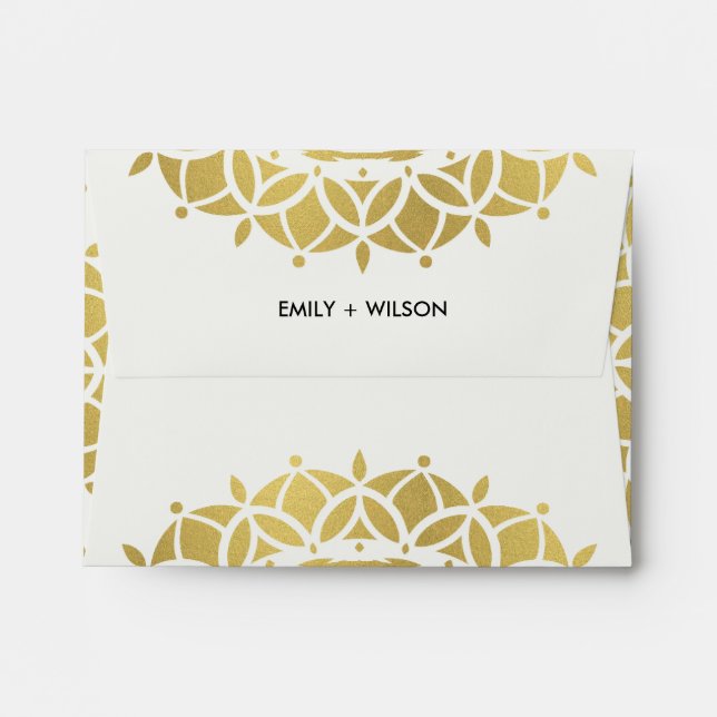 GOLD ORNATE WHITE FUTURE MR & MRS. RSVP ADDRESS ENVELOPE (Back (Top Flap))