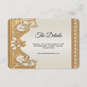 Gold Ornate White Pearls Detail Enclosure Card