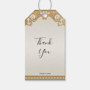 Gold Ornate White Pearls Gift Tag