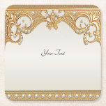 Gold Ornate White Pearls Paper Coaster<br><div class="desc">Beautiful Gold Ornate White Pearls Paper Coaster</div>