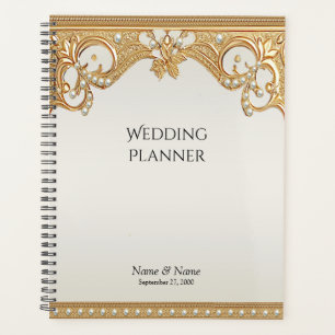 Gold Ornate White Pearls Planner