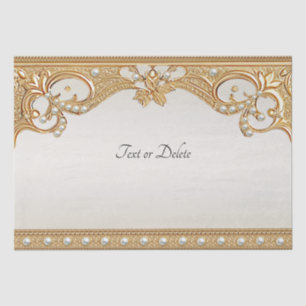 Gold Ornate White Pearls Tissue Paper