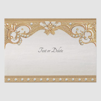 Gold Ornate White Pearls Tissue Paper