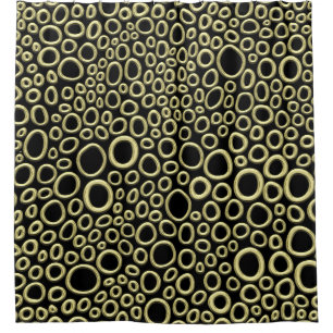 Gold Os on Black Shower Curtain