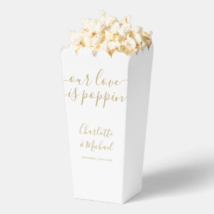 Gold Our Love Is Poppin Wedding Popcorn Favour Box