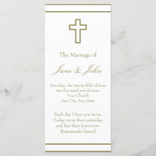 Gold Outline Cross Set Wedding Program Programme