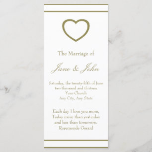 Gold Outline Heart Set Wedding Program Programme