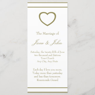 Gold Outline Heart Set Wedding Program Programme