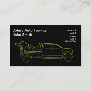 Gold outline modern wheel lift wrecker with sedan business card