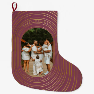 Gold Oval Frame Custom Photo Family Christmas Large Christmas Stocking