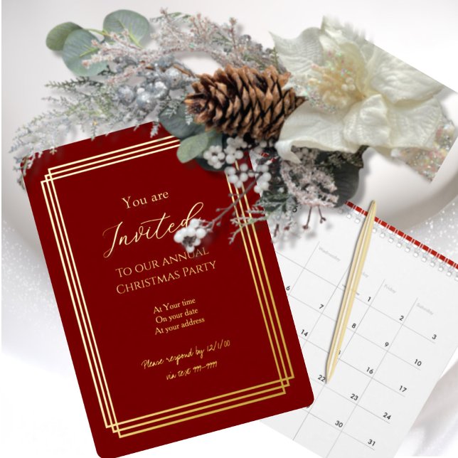 Gold Over Burgundy Foil Invitation Card (Creator Uploaded)