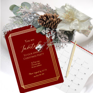 Gold Over Cranberry Red Foil Invitation Card