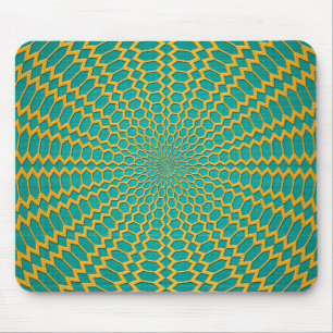 Gold over Teal Green Radial Design Mouse Mat