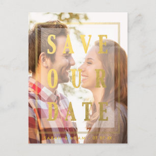 Gold Overlay Save the Date Postcard