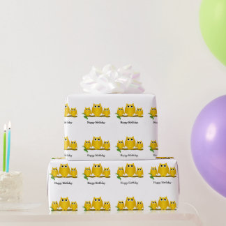 Gold Owls Design Birthday Gift Wrapping Paper