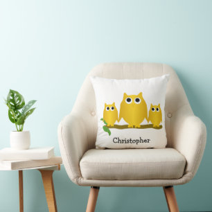 Gold Owls Design Personalised Cushion