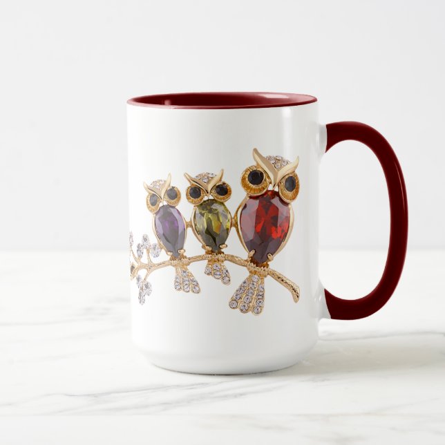 Gold Owls Jewels & Diamonds Mug (Right)