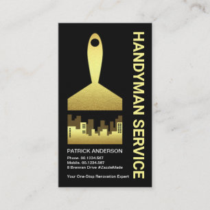 Gold Paint Brush City Silhouette #ZazzleMade Business Card