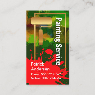 Gold Paint Brush Dirty Wall Paint Splatter Business Card